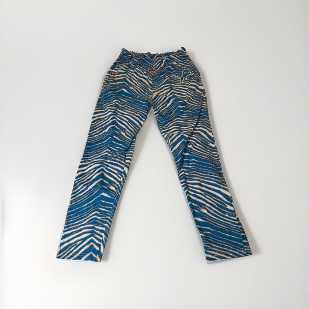 New Detroit Lions Zubaz Pants Small Blue Zebra Print NFL Lounge